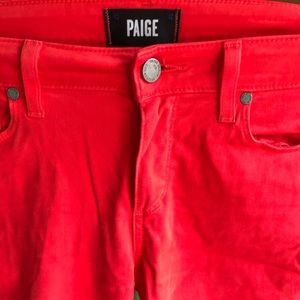 Paige, red super skinny, size 28, cotton jean